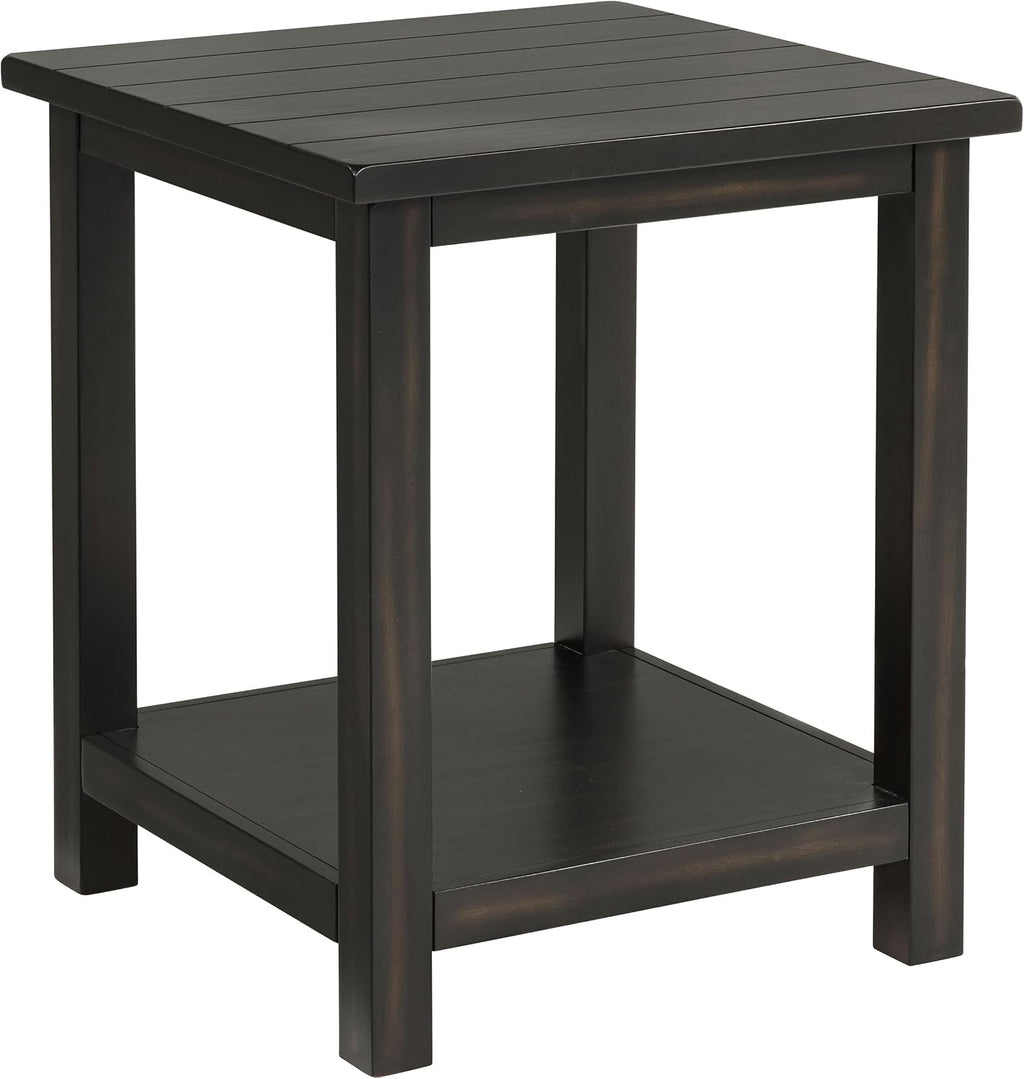 Coaster Home Furnishings - Concord - Wood - 1-Drawer Square End Table with Planked Top, Louvered Drawer and Metal Knobs - Living Room - 24-Inch - Distressed Java - 710566