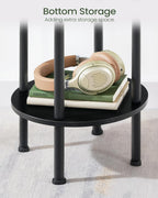 CHOEZON Round Side Table, 2-Tier End Table, Small Round Nightstand with Sturdy Metal Tube, Industrial Circular Coffee Table, for Living Room, Bedroom, Black TBZ01BB