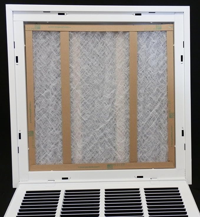HVAC Premium 26 x 8 Duct Opening Steel Return Air Filter Grille, for 1-inch Filter, Removable Door, Flat Stamped HVAC Vent Cover Grille, Outer Dimensions 28.5 x 10.5