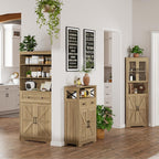 FiveWillowise Natural Storage Cabinet with Doors and Shelves, Standing Kitchen Pantry Cabinet, Floor Storage Hutch Cupboard, Coffee Bar Station for Dining, Living Room, Home Office