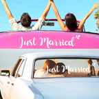 Tallew 4 Sets Just Married Car Decorations Ornate Magnets 12 x 7.5, Wedding Day Car Window Decals 5.1 x 22.4, Just Married Sign Banner Decorations for Honeymoon Wedding
