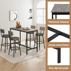 Zevemomo Dining Table Set for 4, 5-Piece Bar Table Set, Kitchen Table and Chairs, Counter Height High Top Table with 4 PU Upholstered Stools, Space-Saving Pub Table Sets for Small Space, Gray