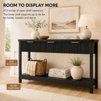 Lulive Fluted Console Table, 51 Inch Entryway Table with 3 Drawers | Scandi farmhouse look with quiet full-extension slides, open lower shelf, profile for hallway, entry, foyer or behind sofa.