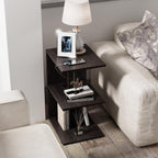 End Table, Side Table, Nightstand, USB Ports and Outlet，3-Tier Storage Shelf, Sofa Table for Small Space, Living Room, Bed Room(Brown)