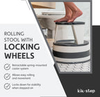 Step Stool with Locking Wheels, Cramer Kik-Step Heavy Duty Rolling Steel Stool, Non-Slip, Holds 350 lbs (Black)