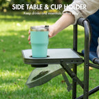 Portal Directors Chair for Adults with Side Table, Folding Camping Chairs Heavy Duty 225LBS, Portable Lawn Chairs with Cup Holder for Outdoor, Beach, Travel, Blue/Grey