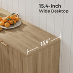 Homleke Buffet Cabinet with Storage, Modern Fluted Accent Sideboard with Doors & Adjustable Shelf, Buffet Table Entryway Cabinets for Living Room, Kitchen, Dining Room, Hallway, Natural