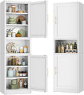 67" Tall Pantry Cabinet, Kitchen Pantry Storage Cabinet with Doors and Shelves, Slim Freestanding Storage Cabinet, Metal Utility Cabinet with Adjustable Shelves, Cord Hole, Reversible Door, White