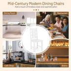 Giantex Wooden Dining Chairs Set of 4, 100% Solid Rubber Wood Kitchen Chair with High & Tilted Backrest, Wide Seat, Mid-Century Modern Side Armless Chairs for Dining Room Living Room, White