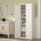 71" Tall Kitchen Pantry Storage Cabinet, Kitchen Storage Cabinet with Doors and 4 Adjustable Shelves, Metal Freestanding Cupboard for Garage Dining Room Living Room Bathroom, White
