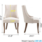 mikibama Linen Beige Dining Chairs Set of 6 Channel Tufted Kitchen Dinner Chair Comfy Fabric Upholstered Accent Chair for Dining Room with Solid Wood Legs