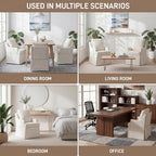 UVV Upholstered Dining Chairs Set of 2, Modern Kitchen Chair Dining Room Chair with 4 Casters, Linen Armchair for Bedroom Reading Room Living Room,Beige