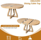 LUMISOL Extendable Round Dining Table for 4-6 People, Farmhouse Kitchen Table with 16” Middle Leaf and Curved Table Legs for Kitchen, Dining Room, Apartment, Natural Wood Wash