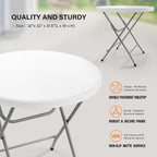 VINGLI 32" Round Folding Commercial Banquet Table, Portable Plastic Coffee Card Dining Table for Kitchen or Outdoor Party Wedding Event, 1 Pack, White | Folding