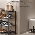 HOMEFORT 4-Tier Shoe Rack Organizer, Shoe Tower for Closet, Shoe Storage Shelf with MDF Top Board, Each Tier Fits 3 Pairs of Shoes, Entryway Shoes Organizer with Sturdy Metal Shelves, Rustic Brown