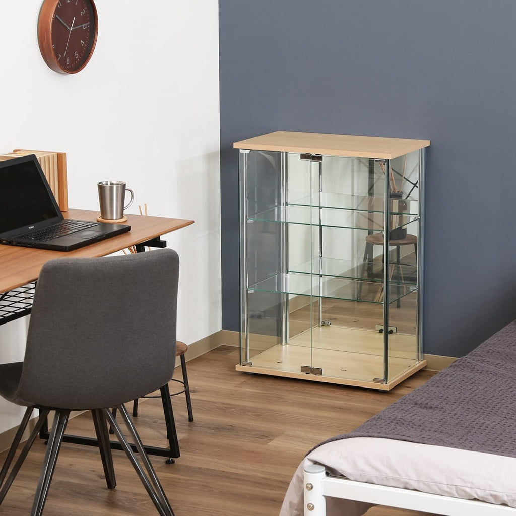 不二貿易(Fujiboeki) Fuji Boeki 72801 Collection Case, Figure Case, 3 Tiers, Width 23.8 x Depth 14.4 x Height 33.5 inches (60.5 x 36.5 x 85 cm), Natural, Wide, Rear Mirror, Assembly Required