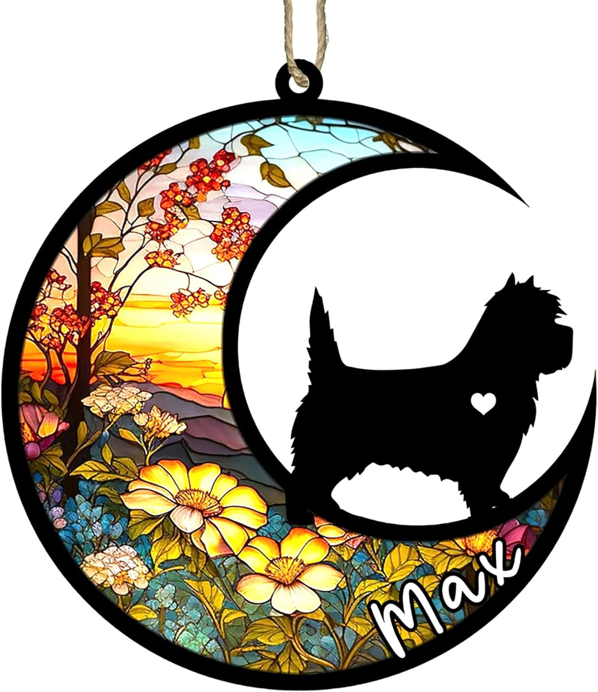 Personalized Dog Memorial, Custom Name Cairn Terrier Dog Christmas Ornament with Name, Custom Breeds, Pet Loss Light Catcher, Gifts for Lovers Loss of Pet Sympathy on Mothers Day Christmas