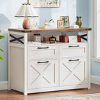 Farmhouse 4 Drawer File Cabinet with Open Storage Shelf, Lateral Filing Cabinet Fits Letter/A4/ Size, Home Office Filing Organizer, Document Storage Printer Stand for Office and Home. Uunique White