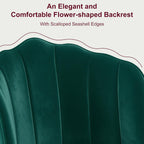 VECELO Velvet Dining Chairs Set of 2, Modern Upholstered Kitchen Chairs with Thick Cushions, Curved Padded Backrest and Metal Legs, for Kitchen, Dining Room, Living Room, Green