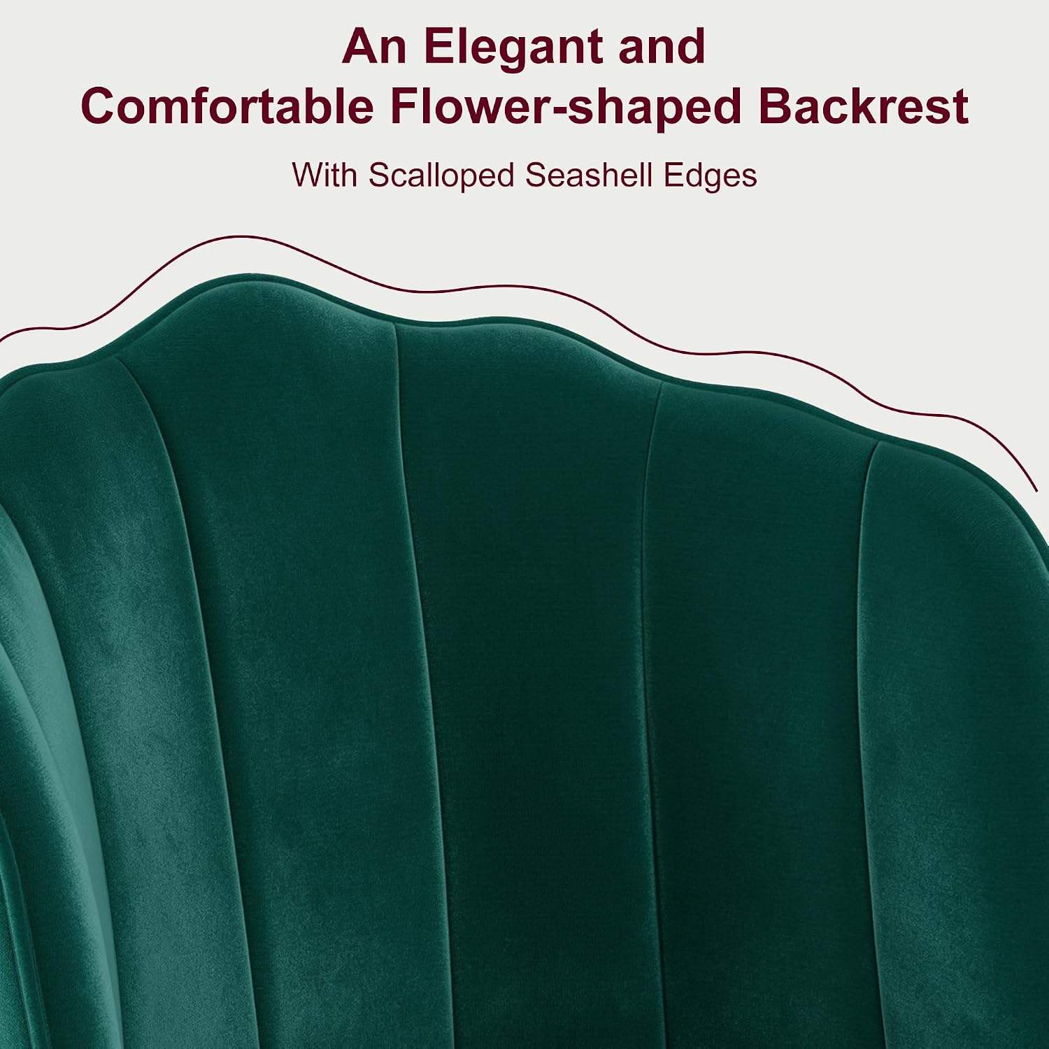 VECELO Velvet Dining Chairs Set of 4, Modern Upholstered Kitchen Chairs with Thick Cushions, Curved Padded Backrest and Metal Legs, for Kitchen, Dining Room, Living Room, Green