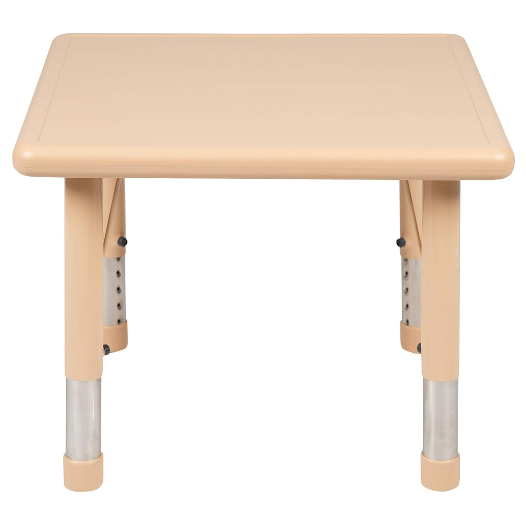 EMMA + OLIVER 24" Square Natural Plastic Height Adjustable Activity Table - School Table for 4