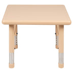 EMMA + OLIVER 24" Square Natural Plastic Height Adjustable Activity Table - School Table for 4