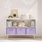 Kids Bookcase with Collapsible Fabric Drawers, Toddler Table and | Multi-purpose kids furniture set for bedroom with collapsible fabric drawers, sturdy MDF board, easy setup, perfect for