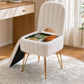 Garvee Vanity Stool Chair with Backrest & Storage,Faux Fur,White,Small | Hidden Storage Compartment, 280 Lbs Capacity, Soft Square Ottoman, Modern Style for Bedroom or Living Room