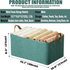 AARAINBOW 4 Pcs Closet Clothes Organizer with Handle, Fabric storage Box with Steel Frame Stackable Shelf Storage Baskets Foldable Storage Baskets for Organizing clothes Toys, 23L (4 Green)