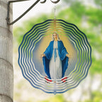 Virgin Mary Wind Spinner, Metal Wind Spinners Outdoor Indoor, Religious Virgin Mary Hanging Garden Decor for Outside, Stainless Wind Spinners for Yard and Garden 10 inch 3D (25.76X25 CM)