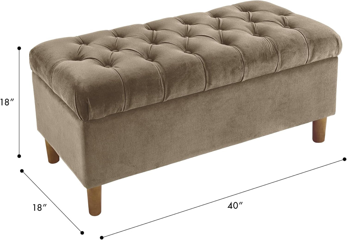 HomePop 40" Ainsley Button Tufted Storage Bench - Fawn Velvet