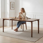 DUOMAY Mid-Century Modern Walnut Color Dining Table, 63" Rectangular Kitchen Table with Solid Wood Legs, Curved Edges, 6-Person Table for Dining Room Living Room Kitchen
