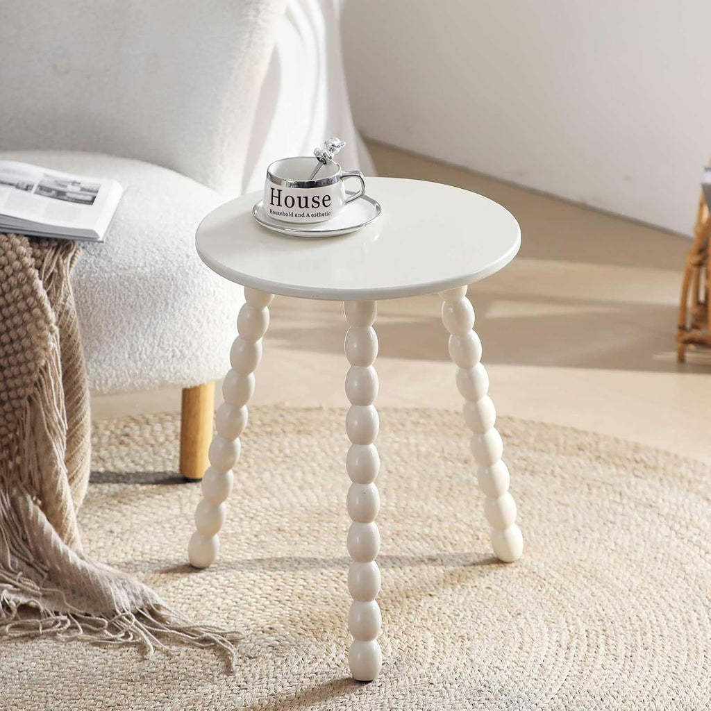 Solid Wood Small Side Table, Round End Table for Small Space, Accent Table Nightstand Modern Table for Living Room Bedroom Office Couch