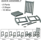 Oversized Outdoor Rocking Chair, HDPE 350lbs Heavy Duty Porch Rocker with High Back, All Weather Resistant Patio Rocking Chair for Lawn, Garden & Deck (Grey)