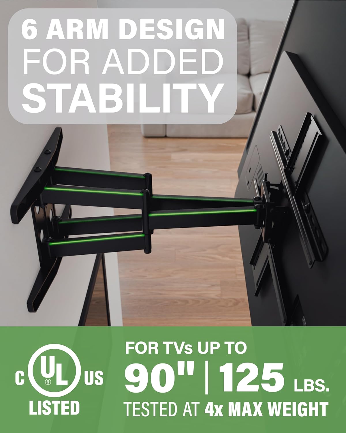 SANUS Premium Full Motion TV Mount for 42"-90" TVs - Sturdy & Smooth Extension, Swivel and Tilt for Big TVs - Universal Design Fits Samsung, LG, Vizio, TCL & More - Easy Installation -OLF22