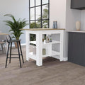Kitchen Island Pompeya with Three Shelves White Finish | Three-shelf design with white finish and particle board construction