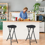 Suzile 2 Pcs Tall Folding Chair Portable Plastic Stool Chair Heavy Duty Foldable Bar Stools with Handle for Adults Kitchen Counter Room Home Camping Indoor Outdoor, 300lbs Capacity (24 Inches)