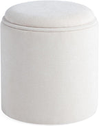 Get Set Style Modern Round Ottoman with Soft Padded Seat, Storage Vanity Stool for Makeup, Upholstered Footrest Stool Ottoman Foot Stool for Living Room, Bedroom
