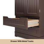 Gizoon 47'' Kitchen Pantry Cabinet with Drawers for Dining Room, Dark Brown | Small Food Pantry Storage Cabinet with 6 Door Shelves for Snacks and Spices, Craft Storage Cabinet for Craft Room