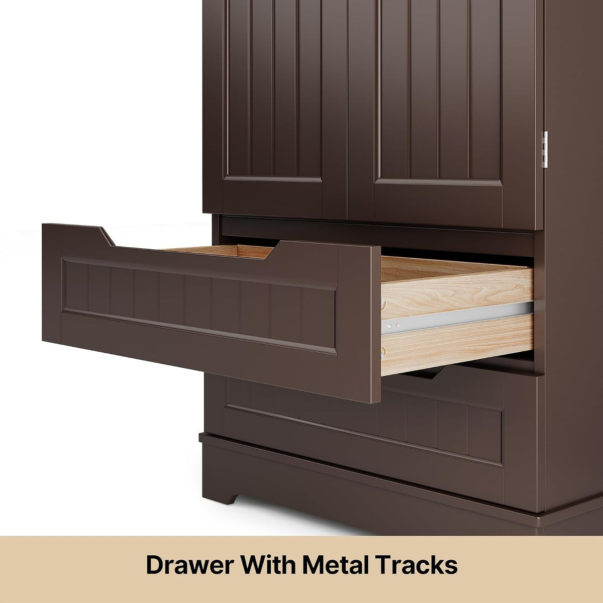Gizoon 47'' Kitchen Pantry Cabinet with Drawers for Dining Room, Dark Brown | Small Food Pantry Storage Cabinet with 6 Door Shelves for Snacks and Spices, Craft Storage Cabinet for Craft Room