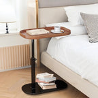 Adjustable Height C Shaped Side Table, Couch Tables That Slide Under, C Side Table Raised Edge, 360°Swivel C Shaped End Table, Small Coffee C Table, End Table for Sofa/Bed/Bathtub
