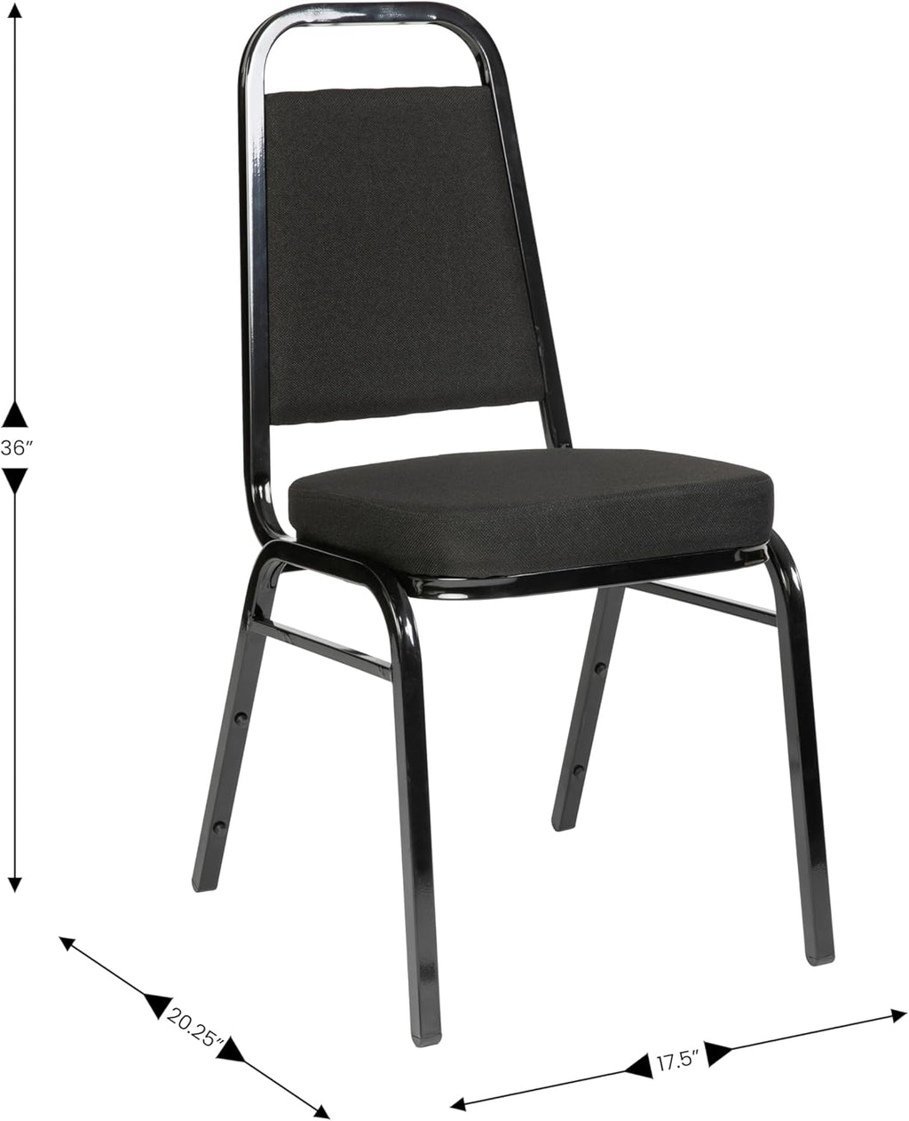 Flash Furniture Hercules Series Trapezoidal Back Stacking Banquet Chair with 2.5" Thick Seat in Black Fabric - Black Frame