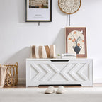 47.2” Storage Bench,Extra Large Wooden Storage Chest with 2 Safety Hinges,entryway Bench,Blanket Storage,Shoe Storage Bench for Entryway,Bedroom,Living Room,Easy Assembly. (White)