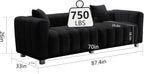 87.4" Modern 3 Seater Sofa Couch for Living Room, Mid Century Fluffy Couches with Solid Wood Frame and 6 Legs for Bedroom, Apartment, Weight Capacity 750 LBS (Black)