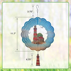 Lighthouse Wind Spinner,Metal Wind Spinners for Outdoor,3D Double Sided Hanging Beach Decor for Indoor,Outdoor,Unique Gifts for Women