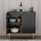 Scurrty Large Sideboard, Black Storage Buffet with 6 Doors, Adjustable Shelf & Golden Legs - Accent Cabinet for Living Room & Kitchen