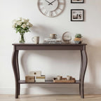 ChooChoo 39" Narrow Entryway Table with Storage Shelf, Espresso | Console Table with Curved Legs, Chic Accent Sofa Table with Shelves for Entryway, Living Room, Hallway