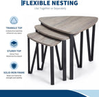 Nesting Coffee Tables Set of 3,Triangle Rustic Industrial Side End Tables for Home
