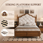 Queen Size Bed Frame with 51" Tall Wingback Headboard, Fabric Upholstered Wooden Platform Bed Frame, No Box Spring Needed, Solid Wood Legs