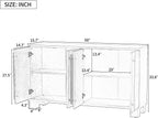Modern Sideboard Cabinet 60-Inch Wood Console Storage Cabinet Credenza Dining Buffet Table with 4 Doors and Adjustable Shelves for Living Room Entryway, Navy Blue